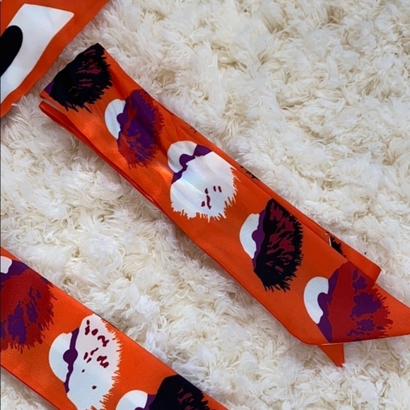 Set of Two Orange Monster Eyes Bag Twilly Scarves - Picture 3 of 5